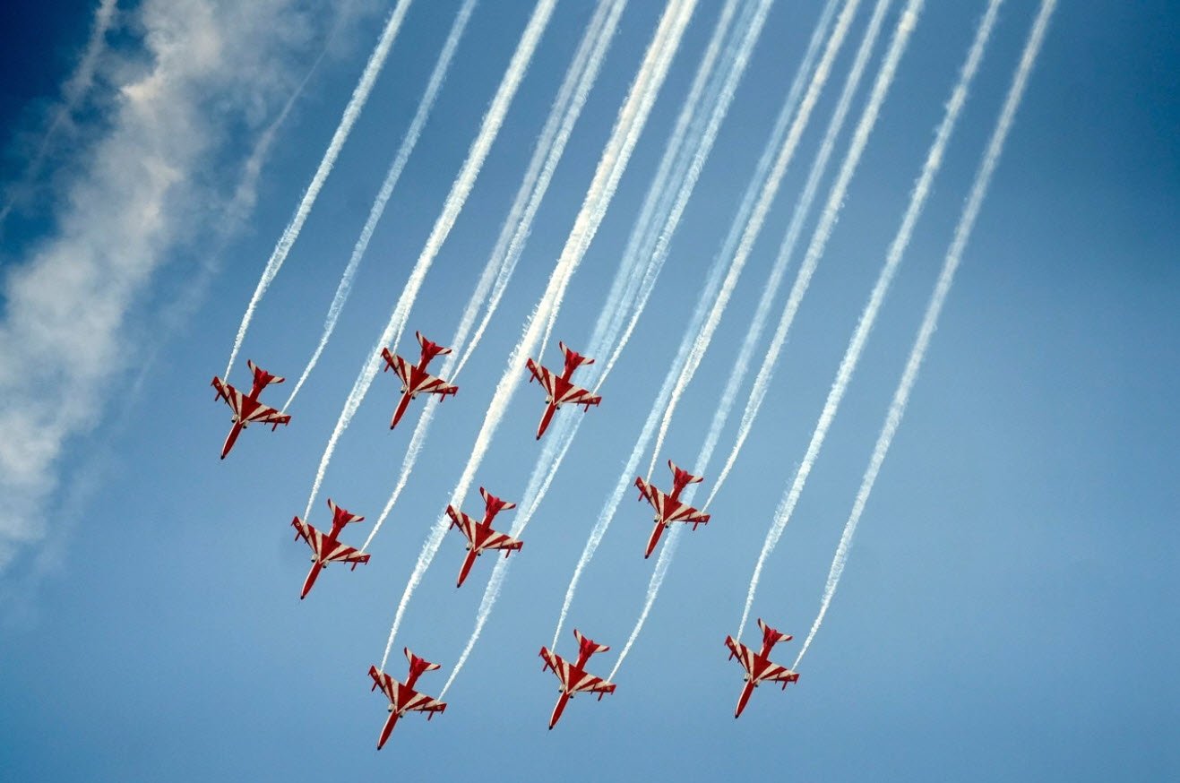 Suryakiran Team Wows Spectators with Thrilling Air Show at Sukhna Lake